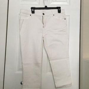 LOFT Relaxed Skinny Cropped White Jeans